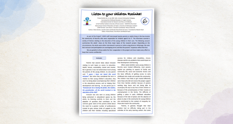 Inclusive, participatory and safe early childhood education: Rocinha, listen to your children! - Bulletin 6: The views of parents and adults responsible for young children